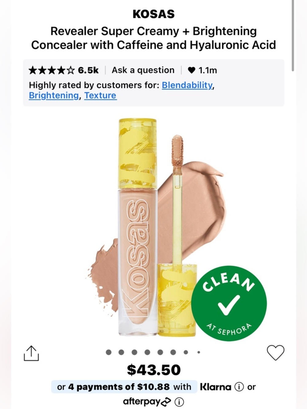 KOSAS Revealer Super Creamy + Brightening Concealer 5C